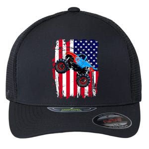 American Monster Truck Flag Flexfit Unipanel Trucker Cap