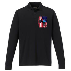 American Monster Truck Flag Performance Long Sleeve Polo