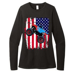 American Monster Truck Flag Womens CVC Long Sleeve Shirt