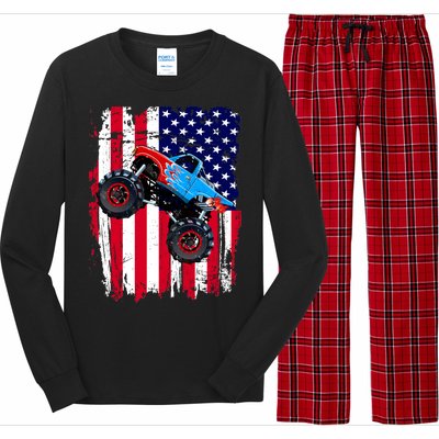 American Monster Truck Flag Long Sleeve Pajama Set