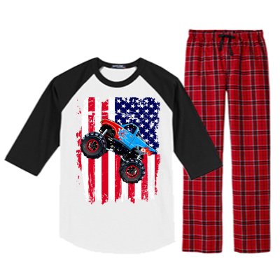 American Monster Truck Flag Raglan Sleeve Pajama Set