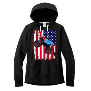 American Monster Truck Flag Women's Fleece Hoodie