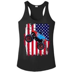 American Monster Truck Flag Ladies PosiCharge Competitor Racerback Tank