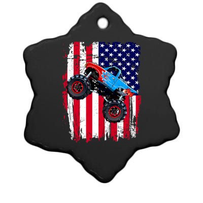 American Monster Truck Flag Ceramic Star Ornament