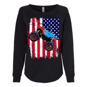 American Monster Truck Flag Womens California Wash Sweatshirt