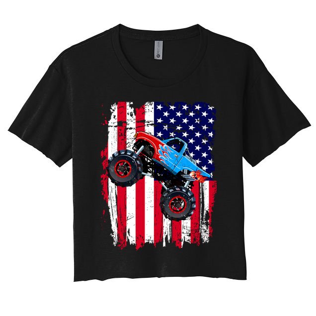 American Monster Truck Flag Crop Top