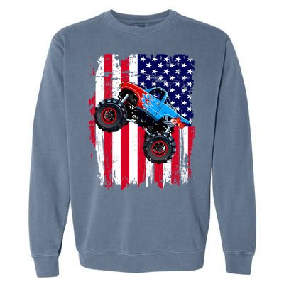 American Monster Truck Flag Garment-Dyed Sweatshirt