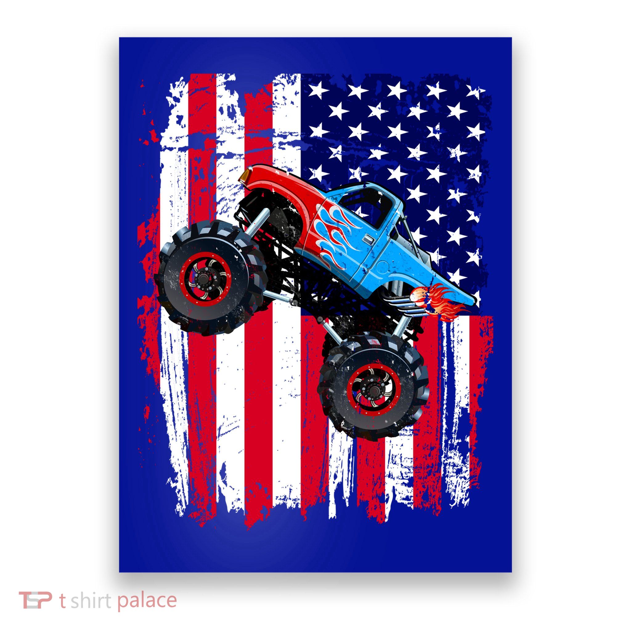 American Monster Truck Flag Poster