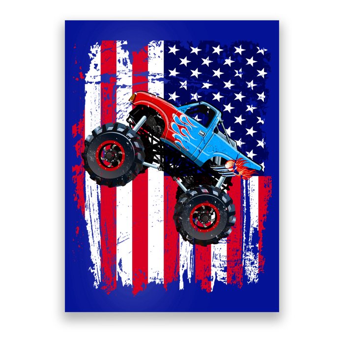 American Monster Truck Flag Poster