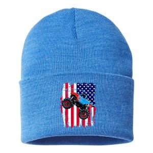 American Monster Truck Flag Sustainable Knit Beanie