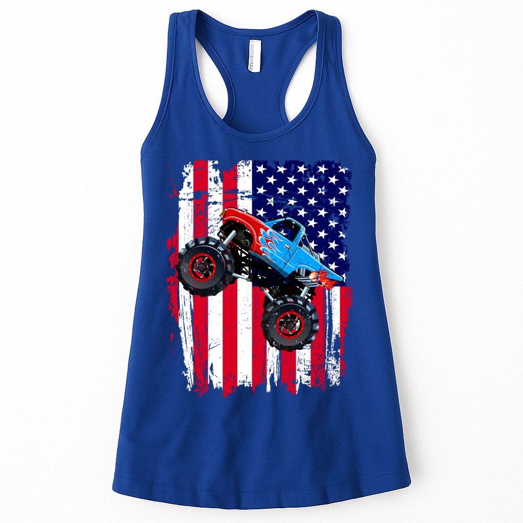 American Monster Truck Flag Womens Tank Top