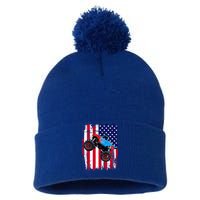 American Monster Truck Flag Pom Pom 12in Knit Beanie