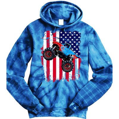 American Monster Truck Flag Tie Dye Hoodie