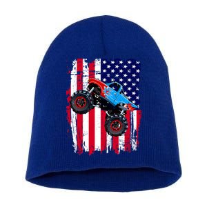 American Monster Truck Flag Short Acrylic Beanie