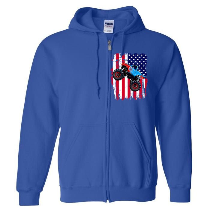 American Monster Truck Flag Full Zip Hoodie