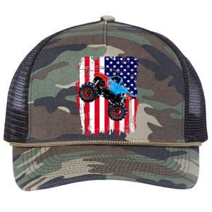 American Monster Truck Flag Retro Rope Trucker Hat Cap