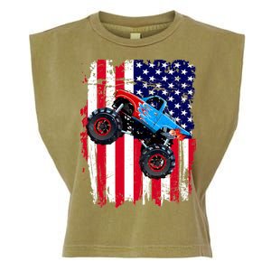 American Monster Truck Flag Garment-Dyed Women's Muscle Tee