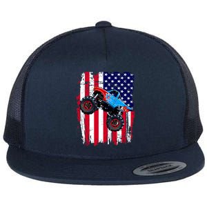 American Monster Truck Flag Flat Bill Trucker Hat