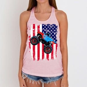 American Monster Truck Flag Women's Knotted Racerback Tank