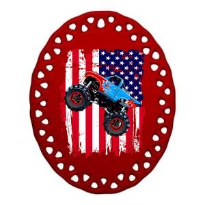 American Monster Truck Flag Ceramic Oval Ornament