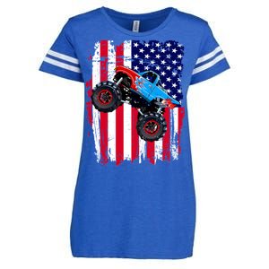 American Monster Truck Flag Enza Ladies Jersey Football T-Shirt