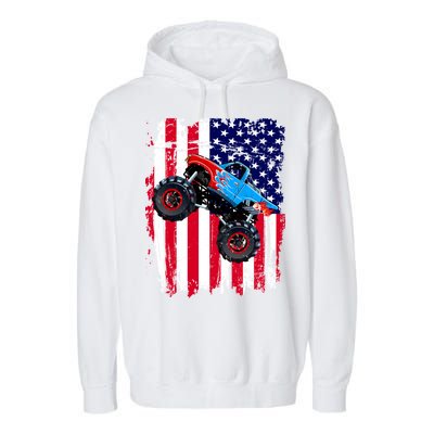 American Monster Truck Flag Garment-Dyed Fleece Hoodie