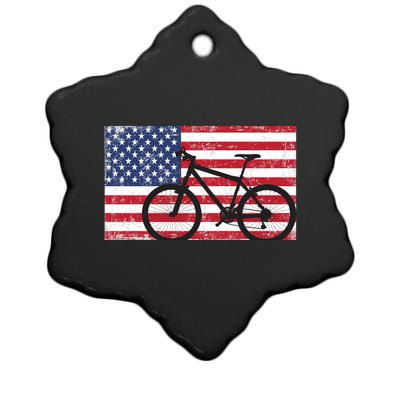 American Mountain Bike USA Flag Ceramic Star Ornament