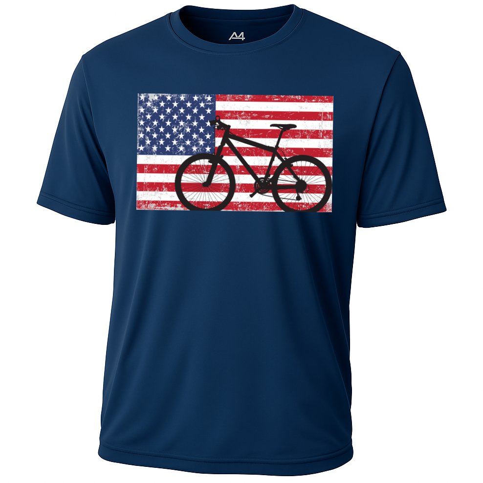 American Mountain Bike USA Flag Cooling Performance Crew T-Shirt