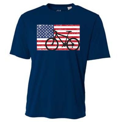 American Mountain Bike USA Flag Cooling Performance Crew T-Shirt