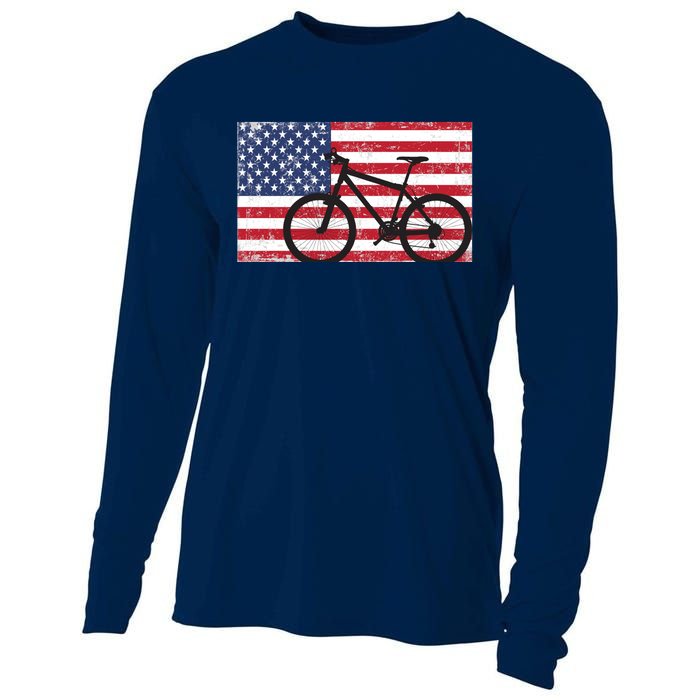 American Mountain Bike USA Flag Cooling Performance Long Sleeve Crew