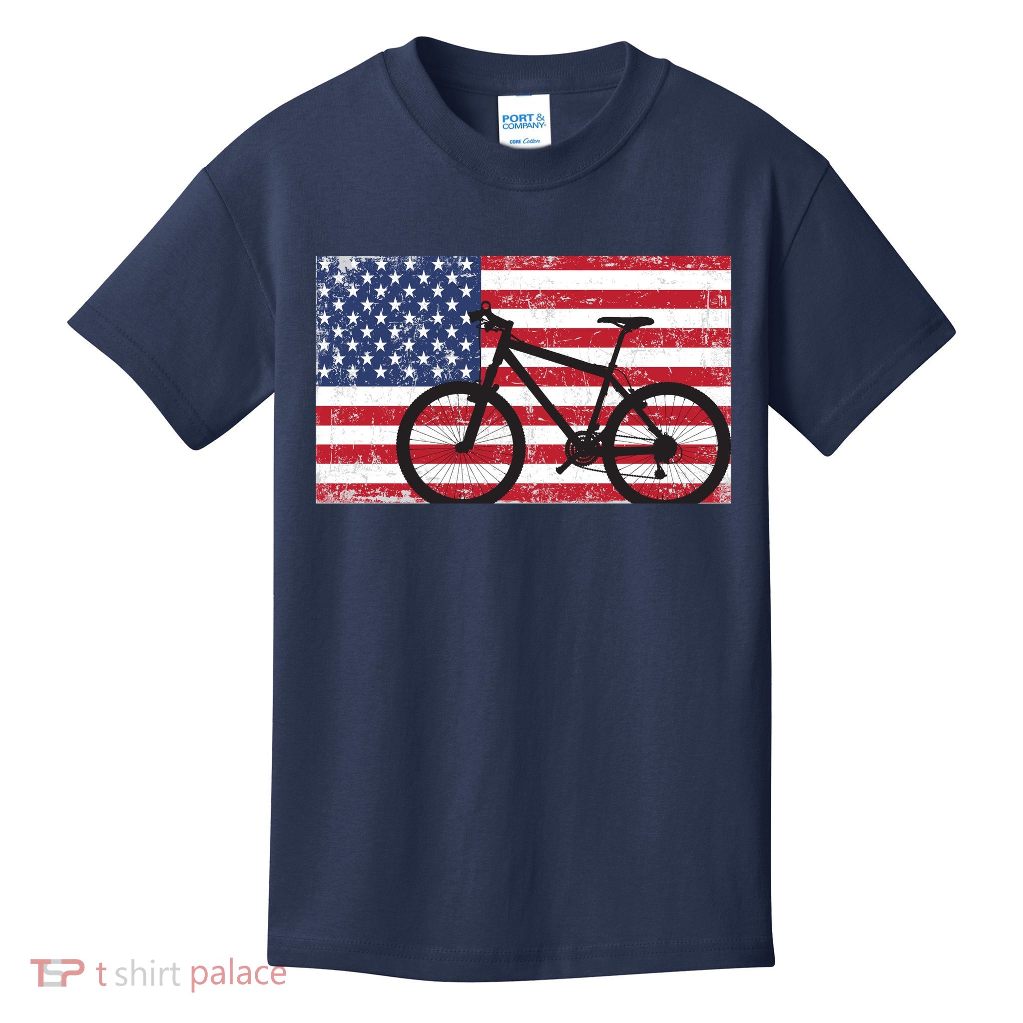 American Mountain Bike USA Flag Kids T-Shirt