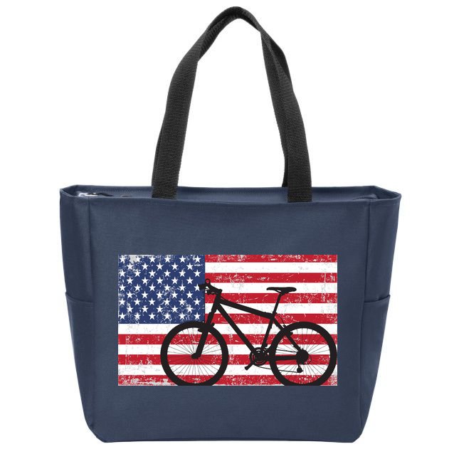 American Mountain Bike USA Flag Zip Tote Bag