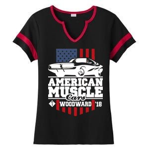 American Muscle Cars Woodward 2018 Ladies Halftime Notch Neck Tee