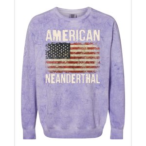 American Neanderthal Distressed US Flag Colorblast Crewneck Sweatshirt