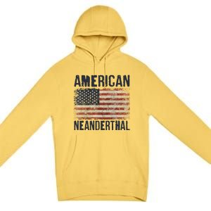 American Neanderthal Distressed US Flag Premium Pullover Hoodie