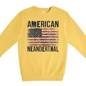 American Neanderthal Distressed US Flag Premium Crewneck Sweatshirt