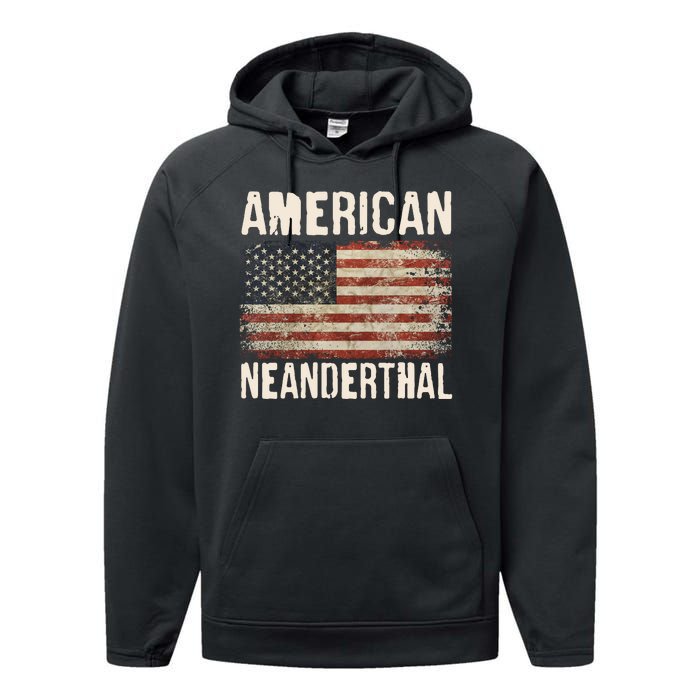 American Neanderthal Distressed US Flag Performance Fleece Hoodie