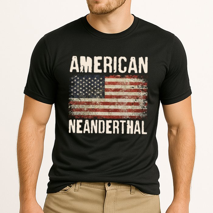 American Neanderthal Distressed US Flag Cooling Performance Crew T-Shirt