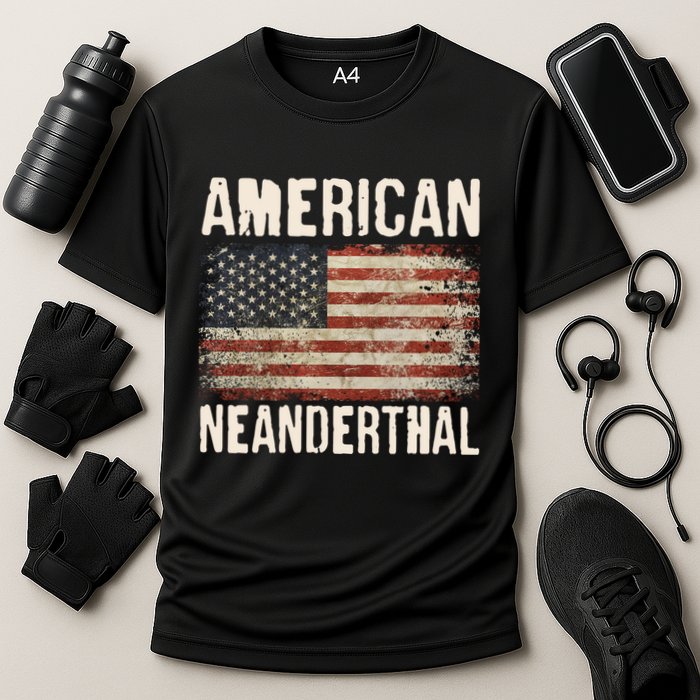 American Neanderthal Distressed US Flag Cooling Performance Crew T-Shirt