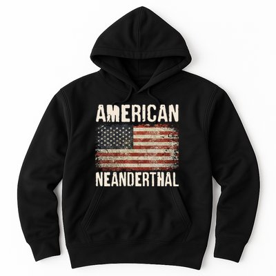 American Neanderthal Distressed US Flag Hoodie