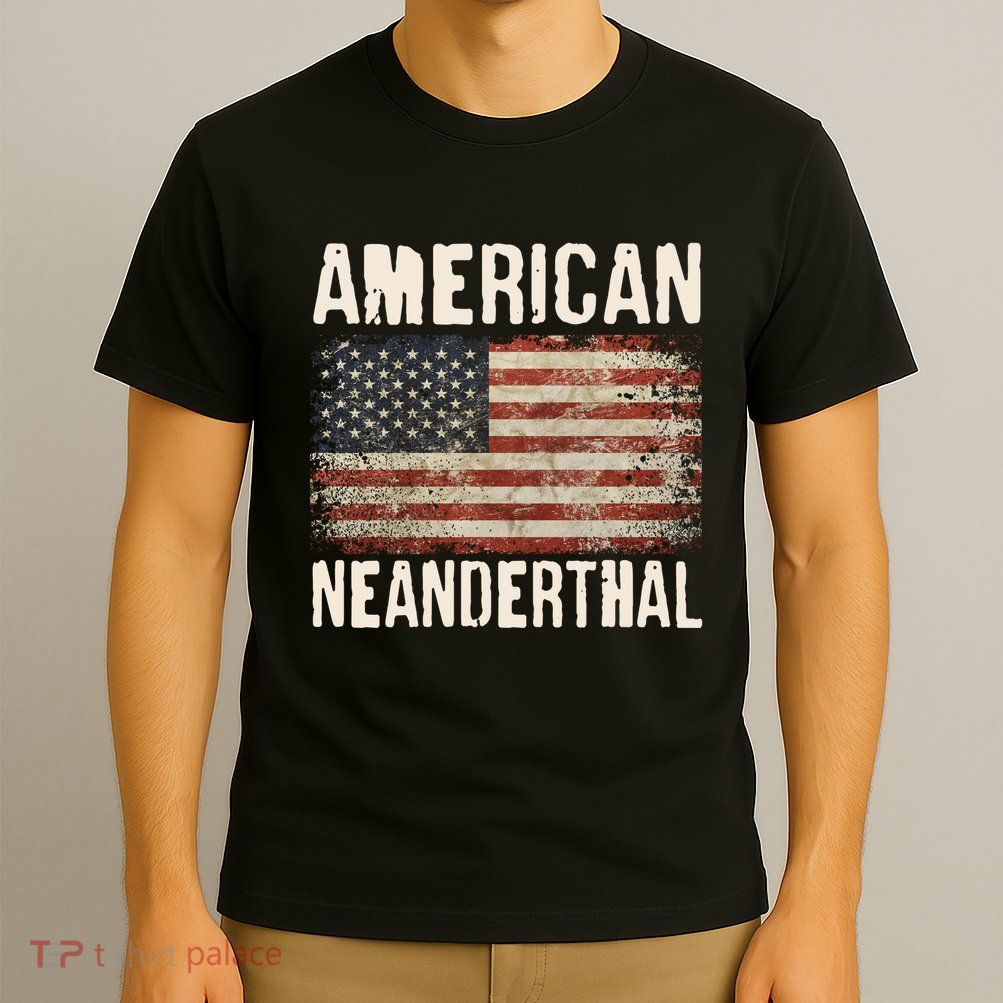 American Neanderthal Distressed US Flag T-Shirt