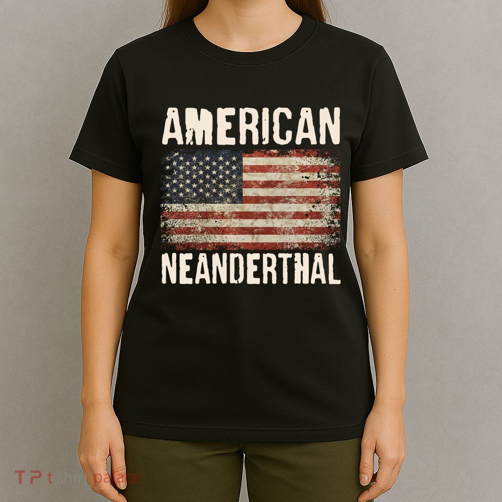 American Neanderthal Distressed US Flag T-Shirt