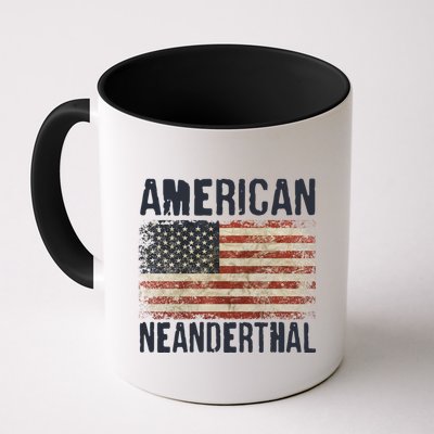 American Neanderthal Distressed US Flag Mug
