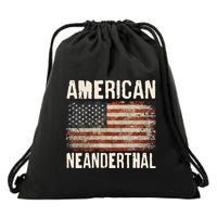 American Neanderthal Distressed US Flag Drawstring Bag