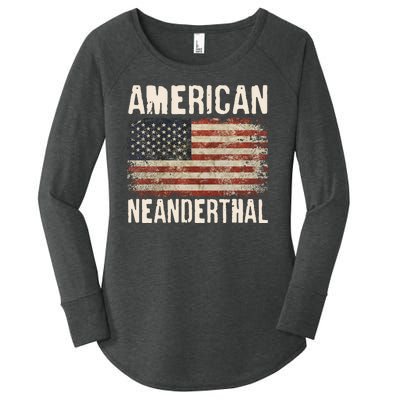 American Neanderthal Distressed US Flag Women's Perfect Tri Tunic Long Sleeve Shirt