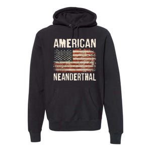 American Neanderthal Distressed US Flag Premium Hoodie