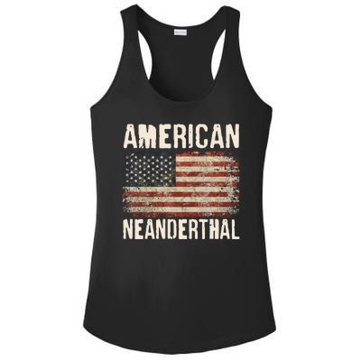 American Neanderthal Distressed US Flag Ladies PosiCharge Competitor Racerback Tank