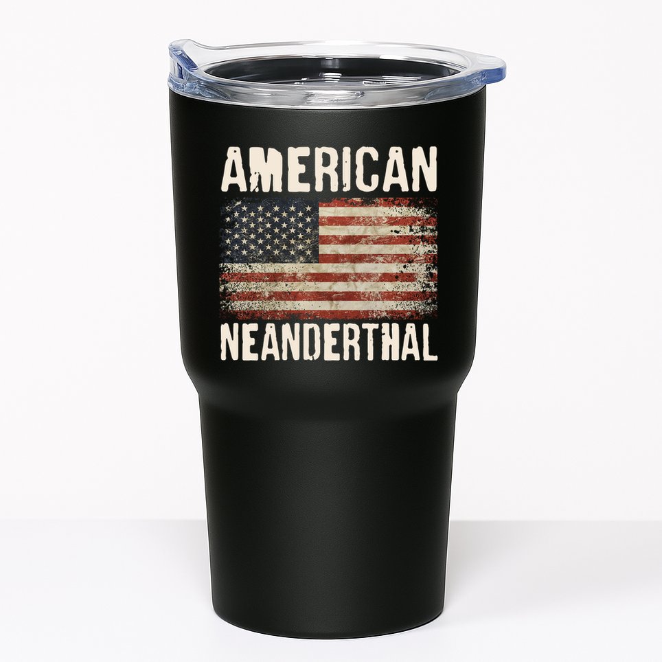 American Neanderthal Distressed US Flag Tumbler