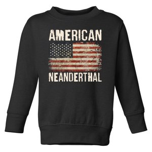 American Neanderthal Distressed US Flag Toddler Sweatshirt