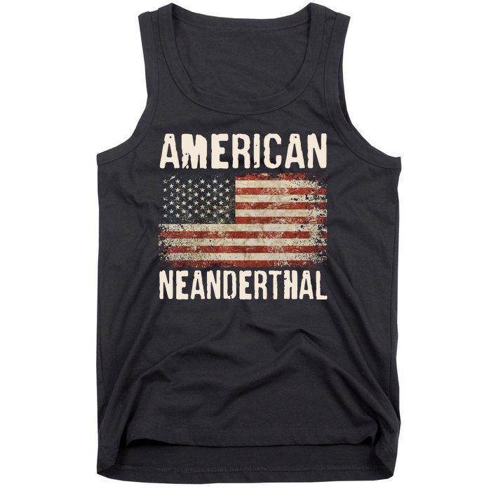 American Neanderthal Distressed US Flag Tank Top